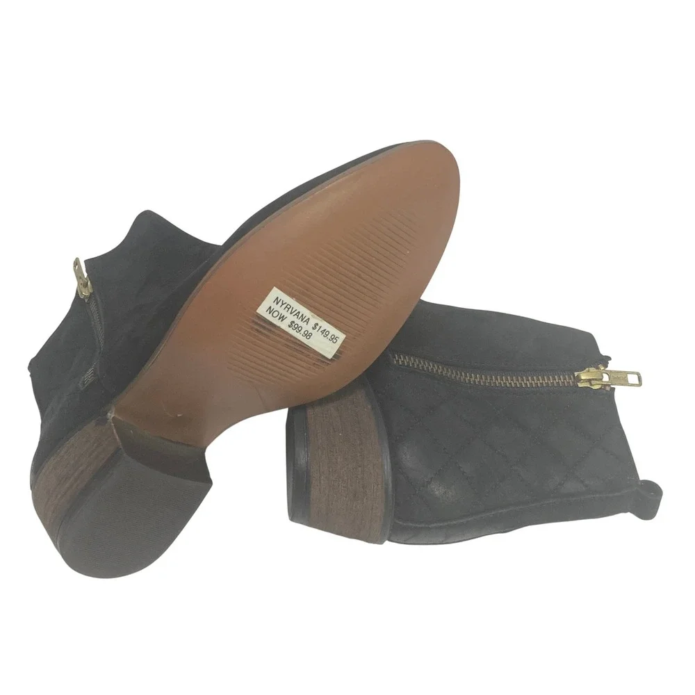 Steve Madden NYRVANA Black Leather Quilted Ankle Booties Mens 5.5 Side Zip
